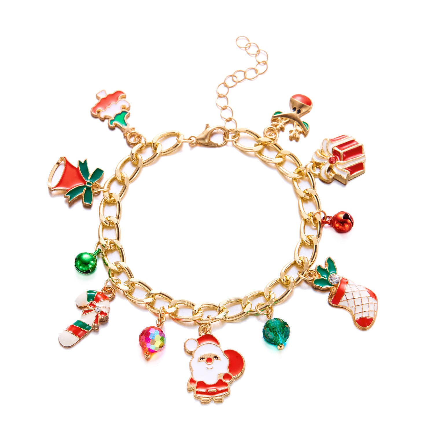 Wholesale Christmas element bracelet  bell wreath pull-out bracelet