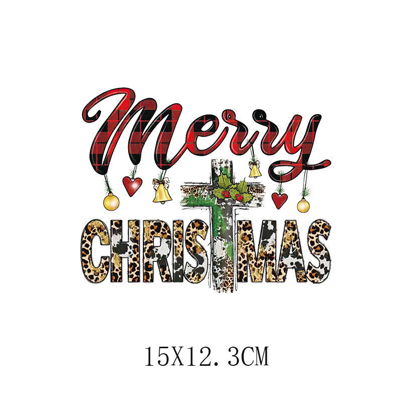 Wholesale Christmas tree letter heat transfer printing  UV DTF Ready to Press Transfers Wraps