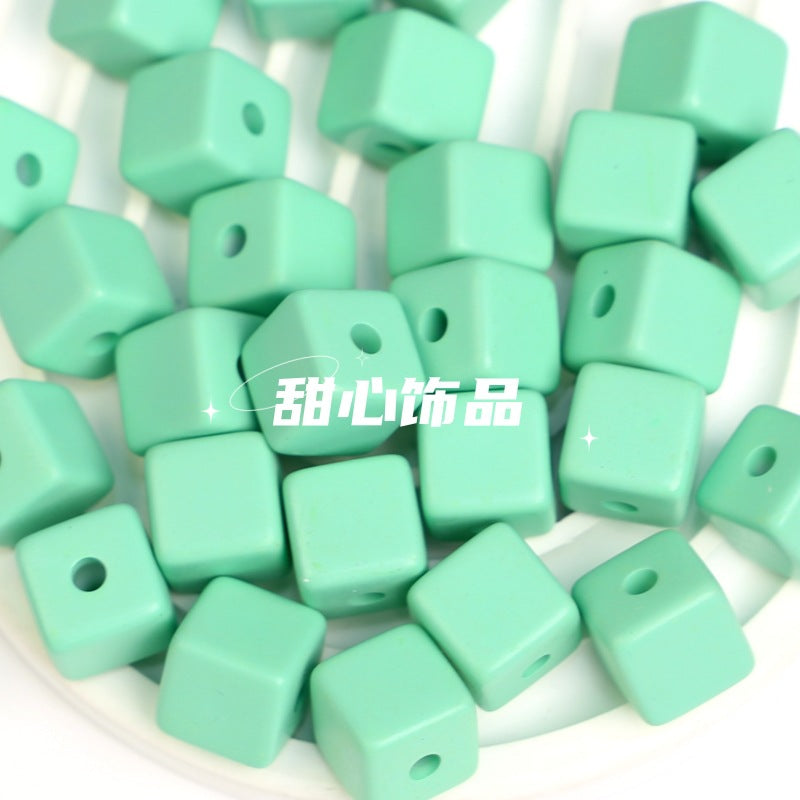 Wholesale 10pcs Matte Paint Macaron Square Beaded Diy Acrylic Jewelry Accessories