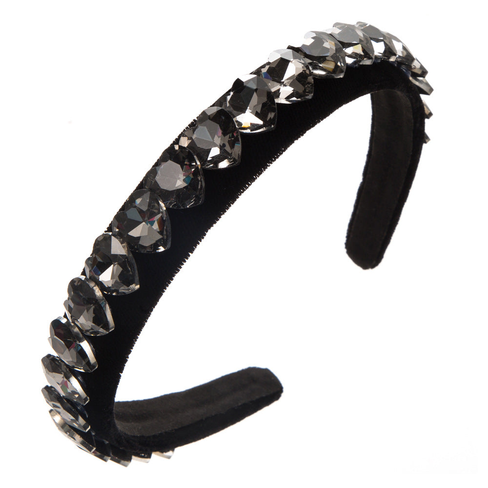 Wholesale Heart-shaped Glass Diamond Valentine's Day Hair Bands