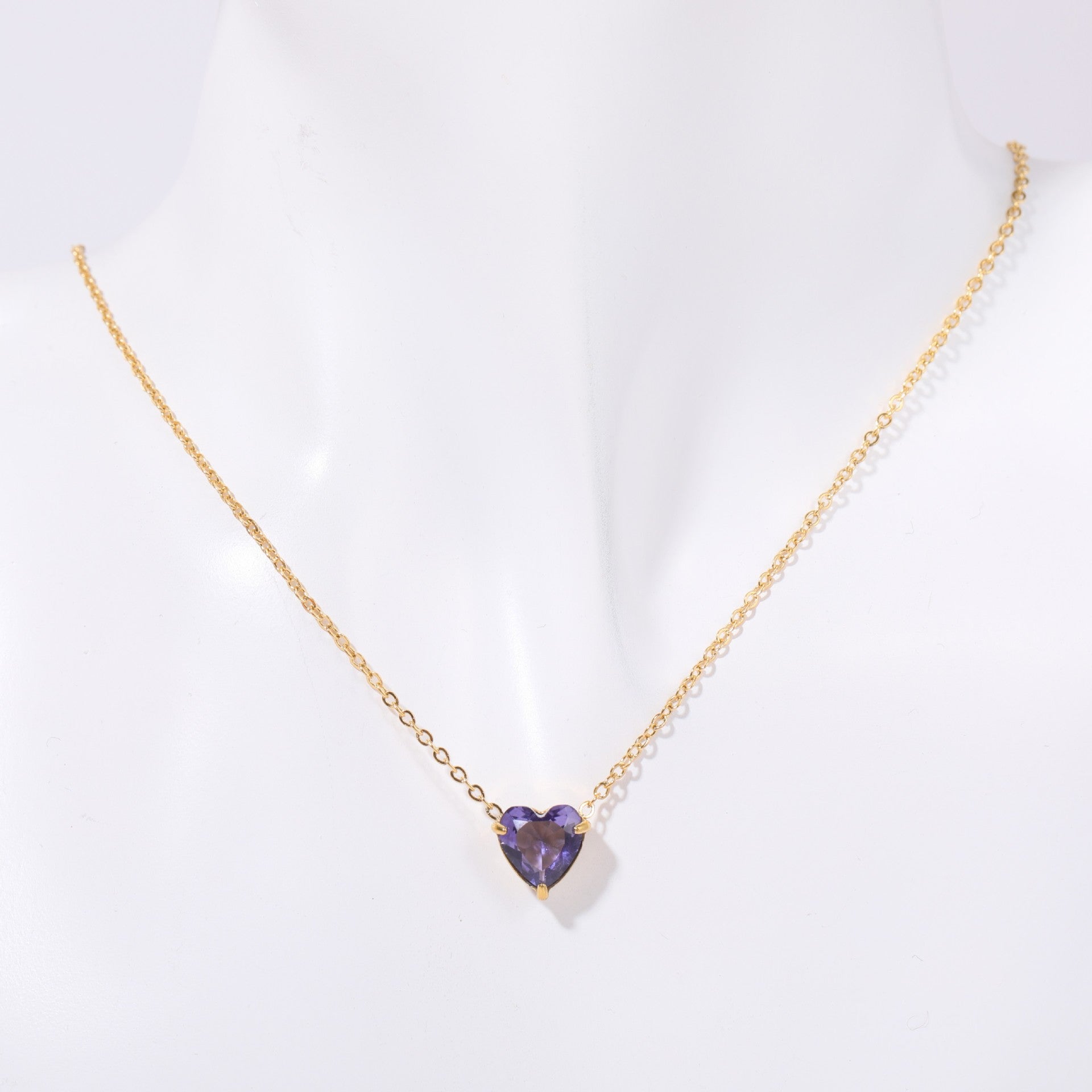 Wholesale Trendy 12 Month Birthstones Heart Pendant Necklace Titanium Steel O Shape Chain Everyday Jewelry Accessory For Boutique Resale
