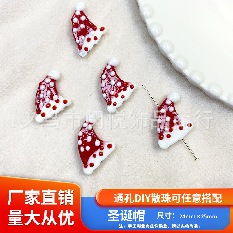 Wholesale 10pcs Snowman Christmas tree gingerbread man glass beads