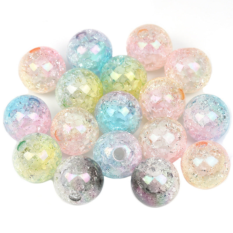Wholesale Half-hole Acrylic Starry Sky Two-color Crack Burst Beads DIY Hair Circle Beads