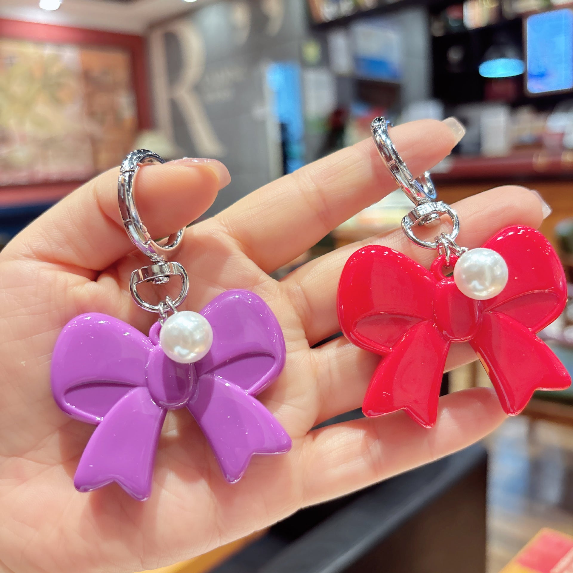 Wholesale Sweet Pink Butterfly Bow Acrylic Keychain Phone Charm Fashion Accessory Boutique Resale Gift
