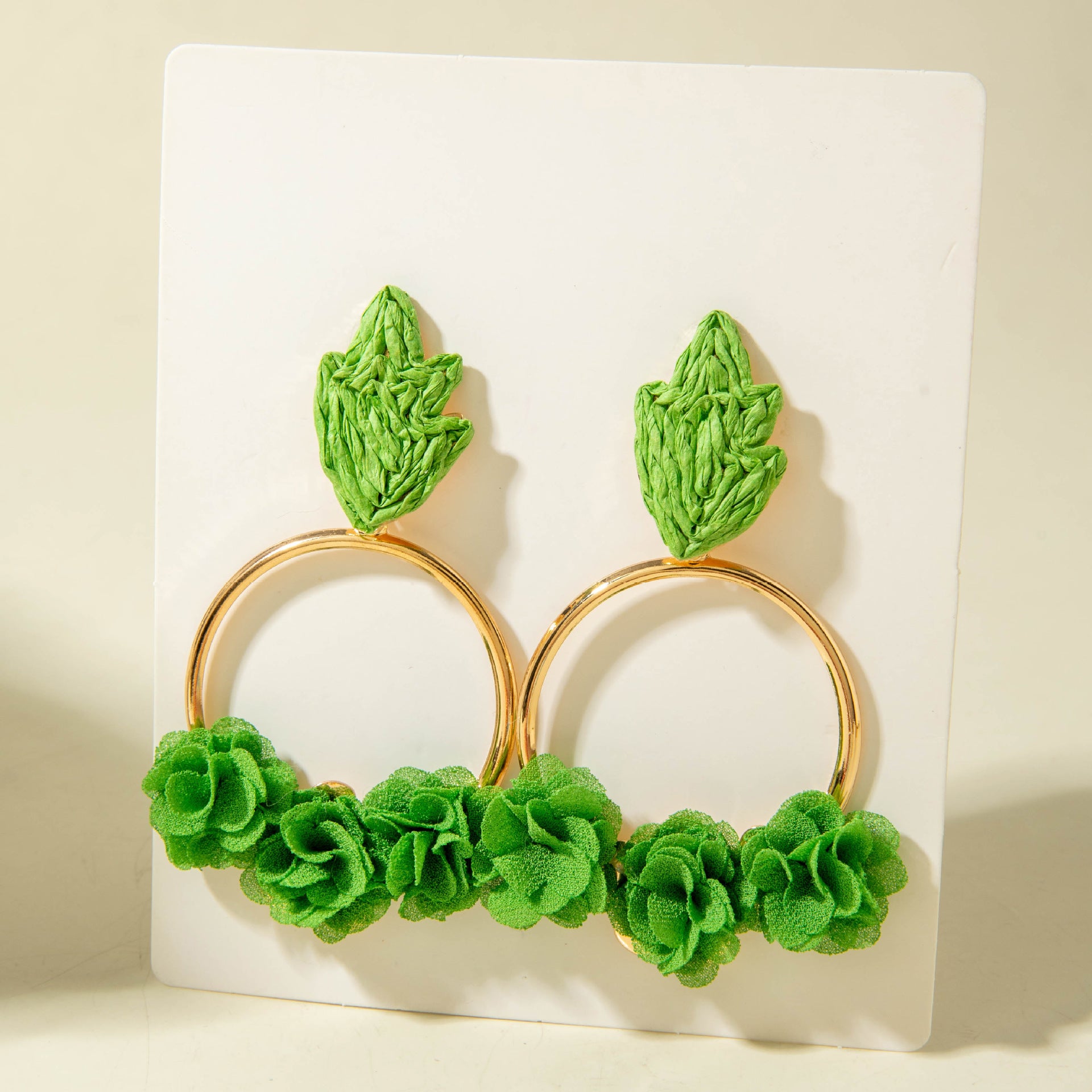 Wholesale Colorful Raffia  Woven Floral Earrings