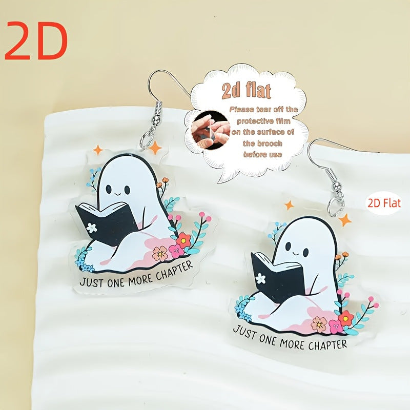 Wholesale Acrylic White Ghost Cartoon Earrings Chic Fashion Jewelry Accessory For Everyday Wear