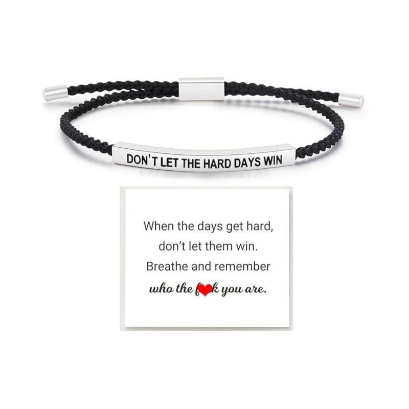 Wholesale Stainless steel bent tube inspirational text adjustable woven bracelet