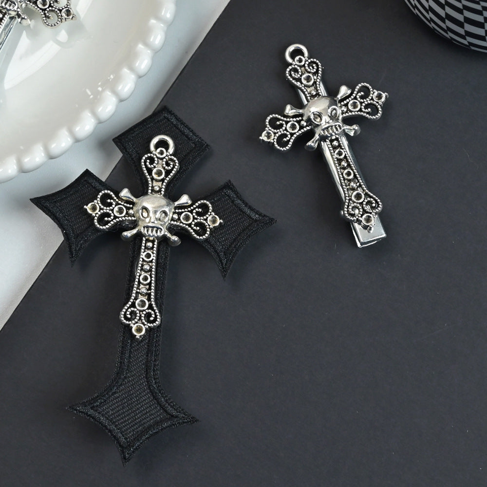 Wholesale Y2K Hairpin Skull Alloy Cross Hairpin Cool Side Clip Lolita Accessories