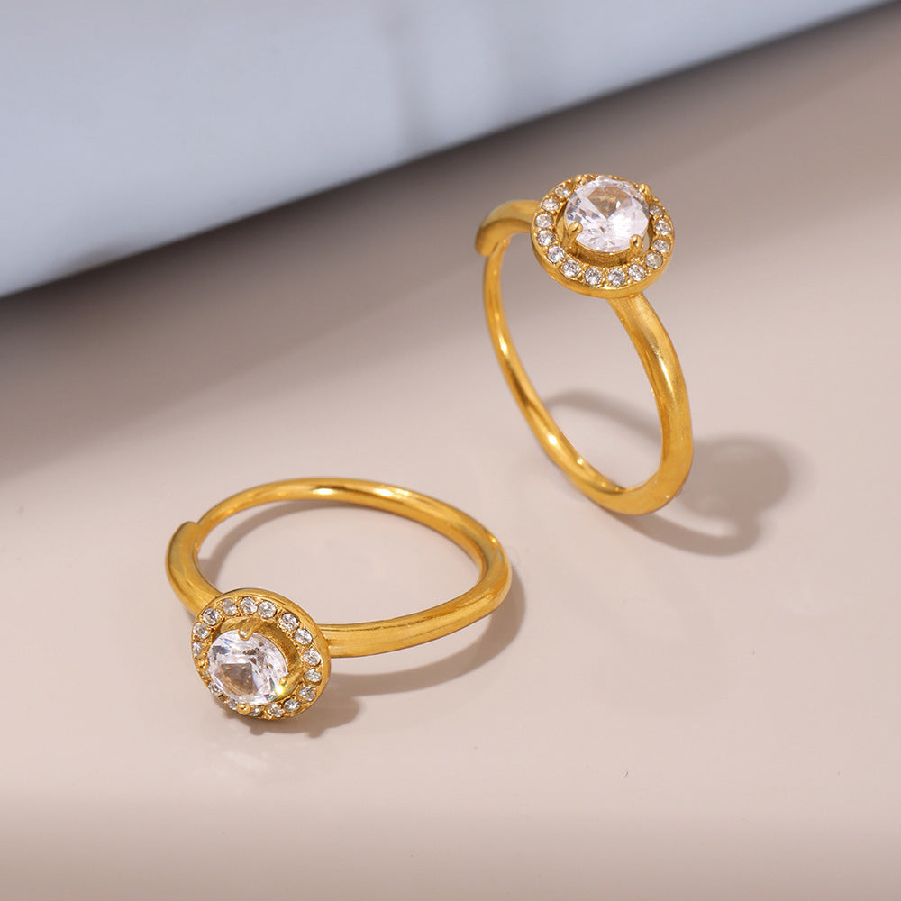 Wholesale Stainless steel side opening 5A zircon diamond ring