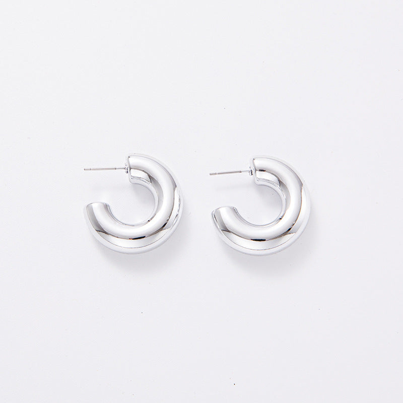 Wholesale C-shaped Electroplating Simple Plain Ring Acrylic Earrings
