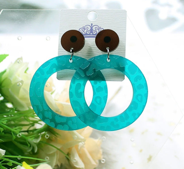 Wholesale Solid color round leopard print acrylic geometric earrings
