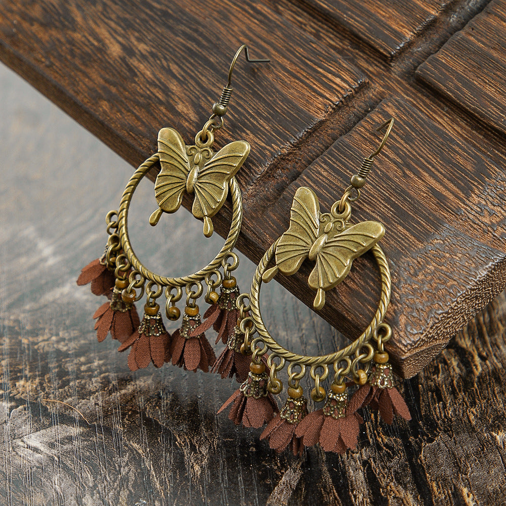 Wholesale Zinc Alloy Butterfly Earrings Maillard Fall Winter Style Women S Fashion Accessory For Boutique Resale