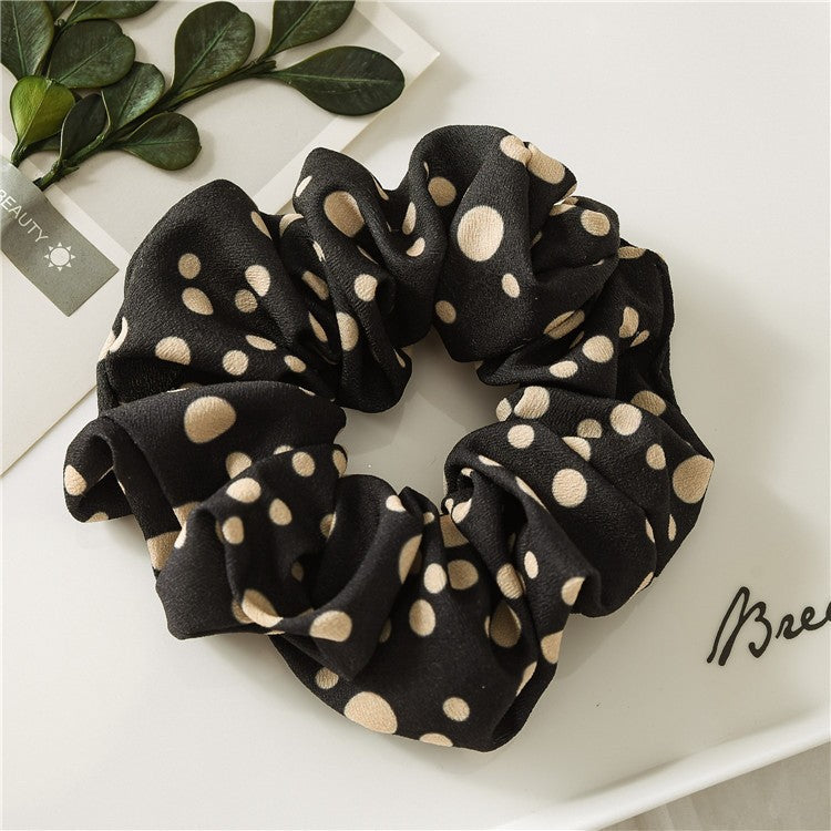 Wholesale Hot Stamped Colorful Polka Dot Fabric Large Intestine Hair Ties