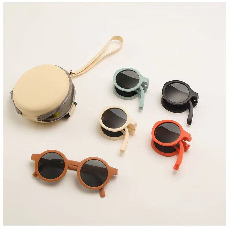 Wholesale Children's Round Shade Frosted Folding Sunglasses