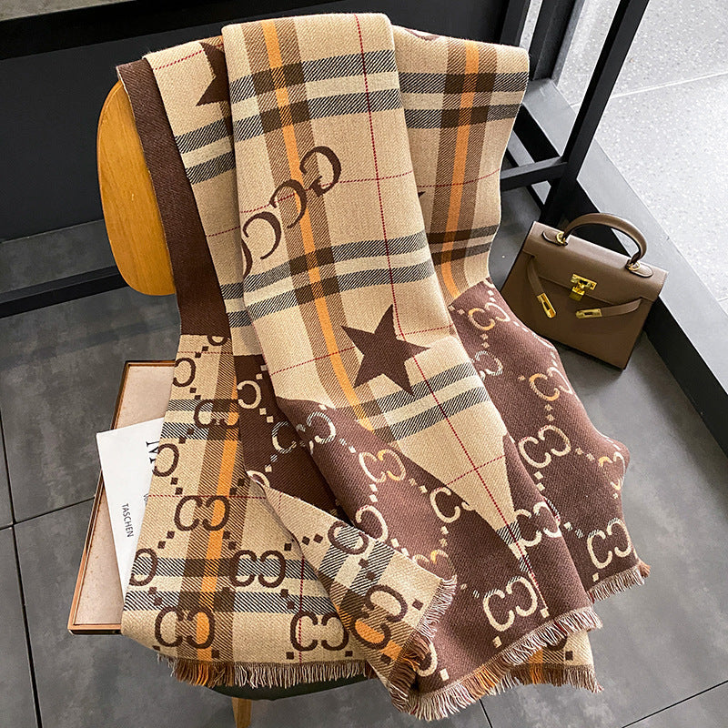 Wholesale Letter Pattern Thickened Warm Double Sided Imitation Cashmere Scarf