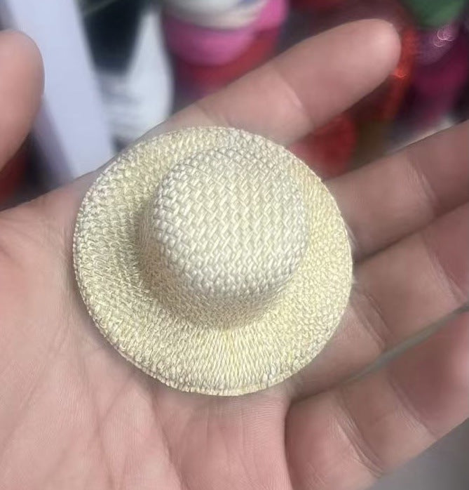 Wholesale Mini bow woven straw hat Doll Accessories
