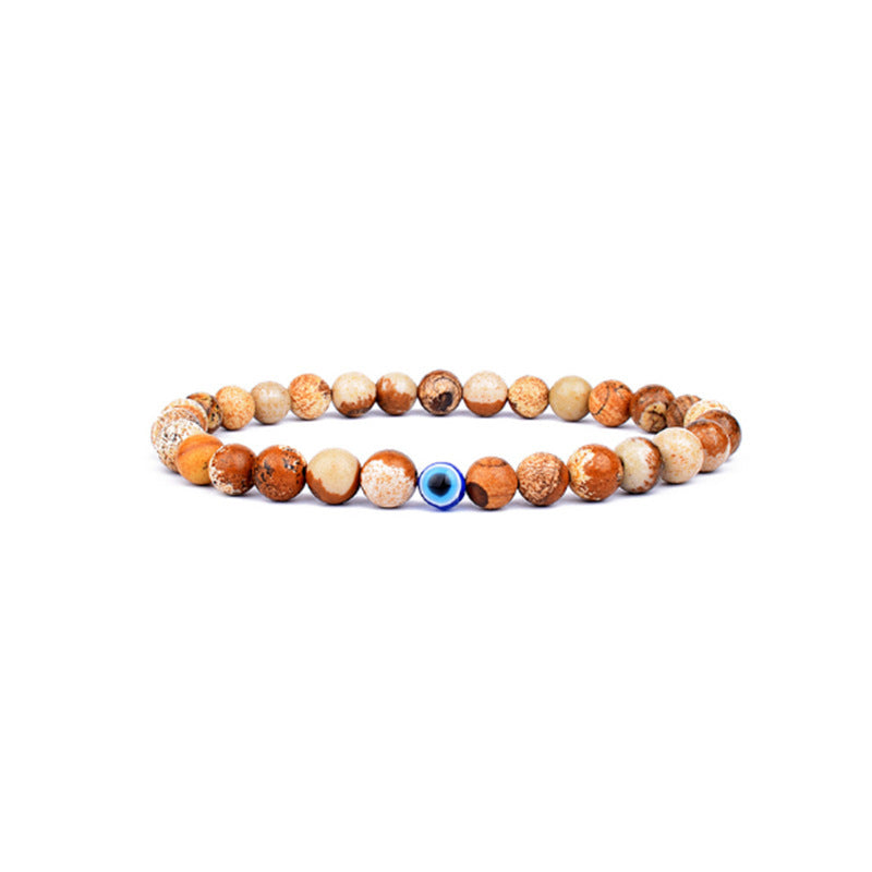 Wholesale 6Mm Natural Stone Evil Eye Stretch Bracelet Handmade Peacock Stone Jewelry Accessory Chic Fashion For Party And Gift Giving