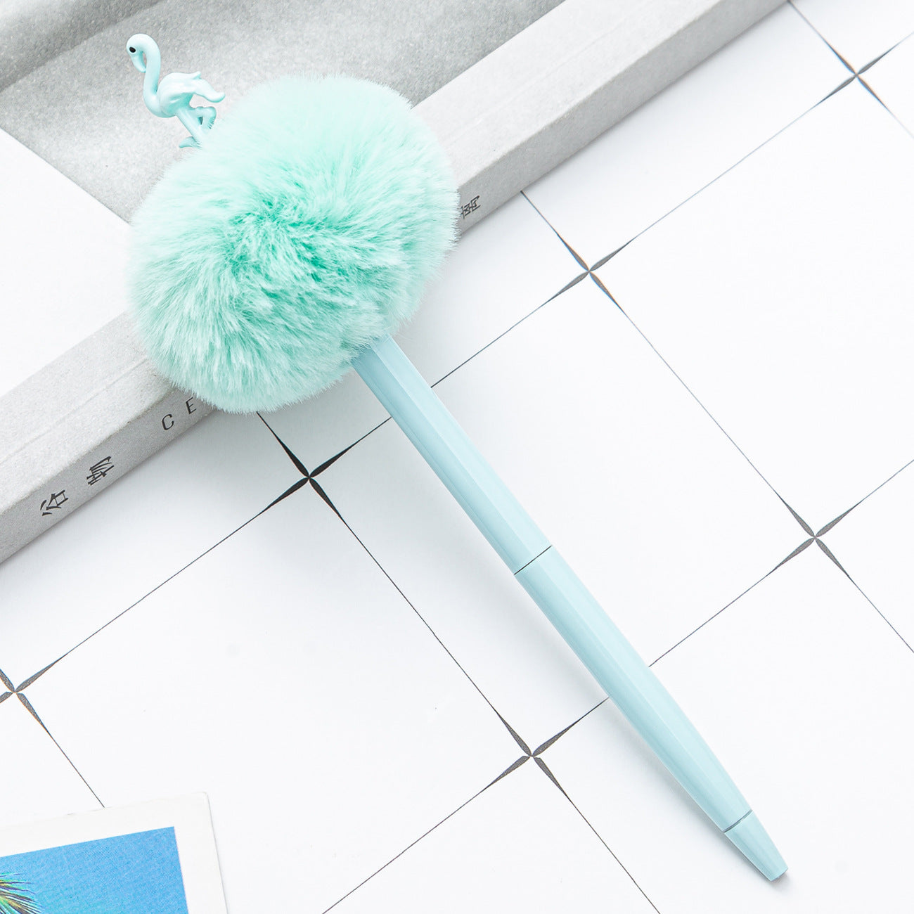 Wholesale Crown Hair Ball Creative Metal Plush Ballpoint Pen