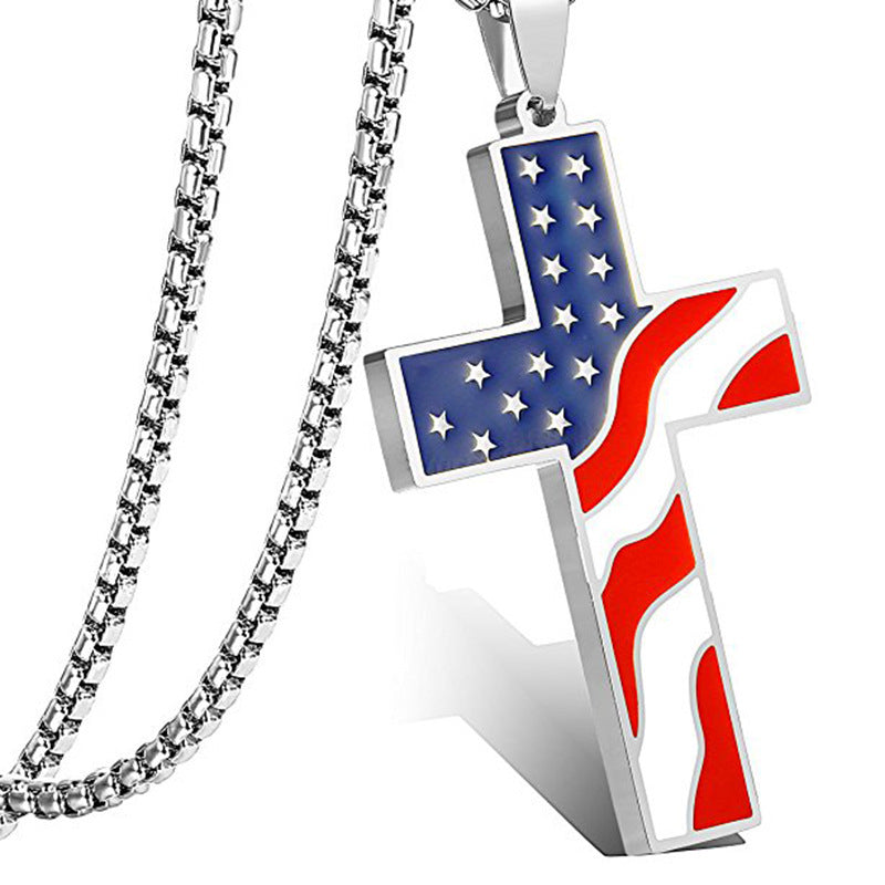Wholesale American Independence Day Cross Earrings Necklace