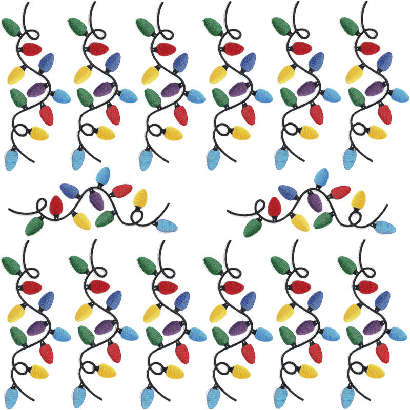 Wholesale Colorful Light Strip Embroidered Cloth Patch Christmas Patch