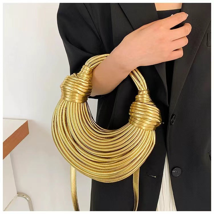Wholesale Gold Handwoven Noodle Bag Hand Crossbody Bag