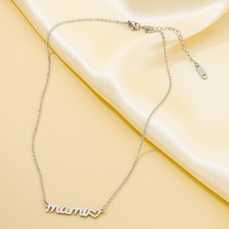 Wholesale Mother's Day Titanium Heart-shaped Necklace Gift Set