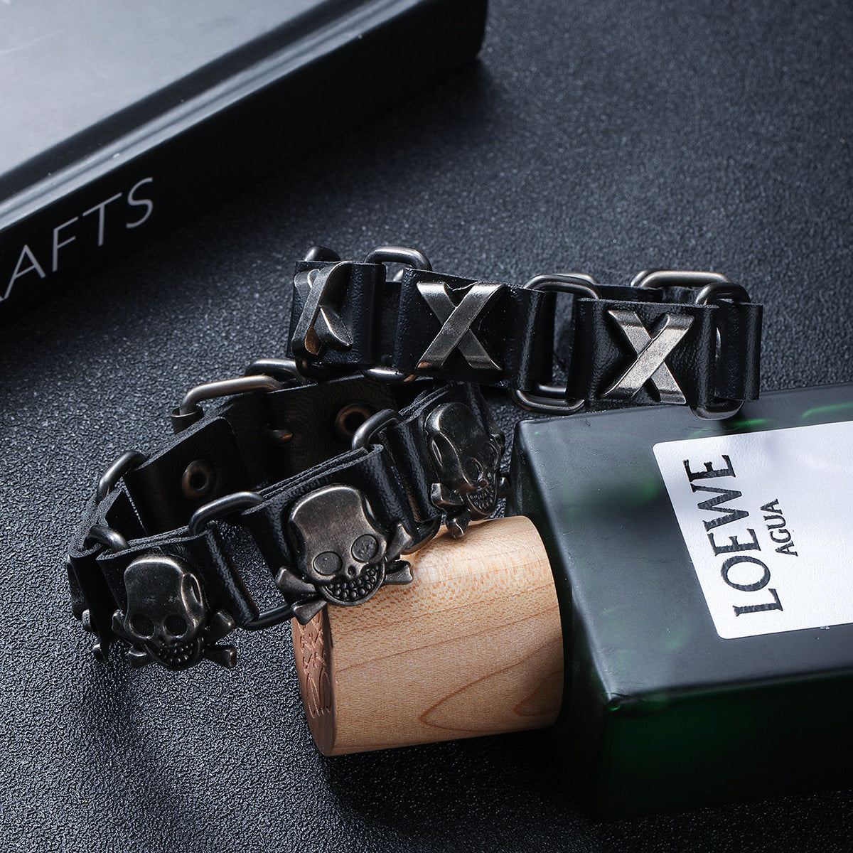 Wholesale Punk Leather Alloy Skeleton Men's Bracelets