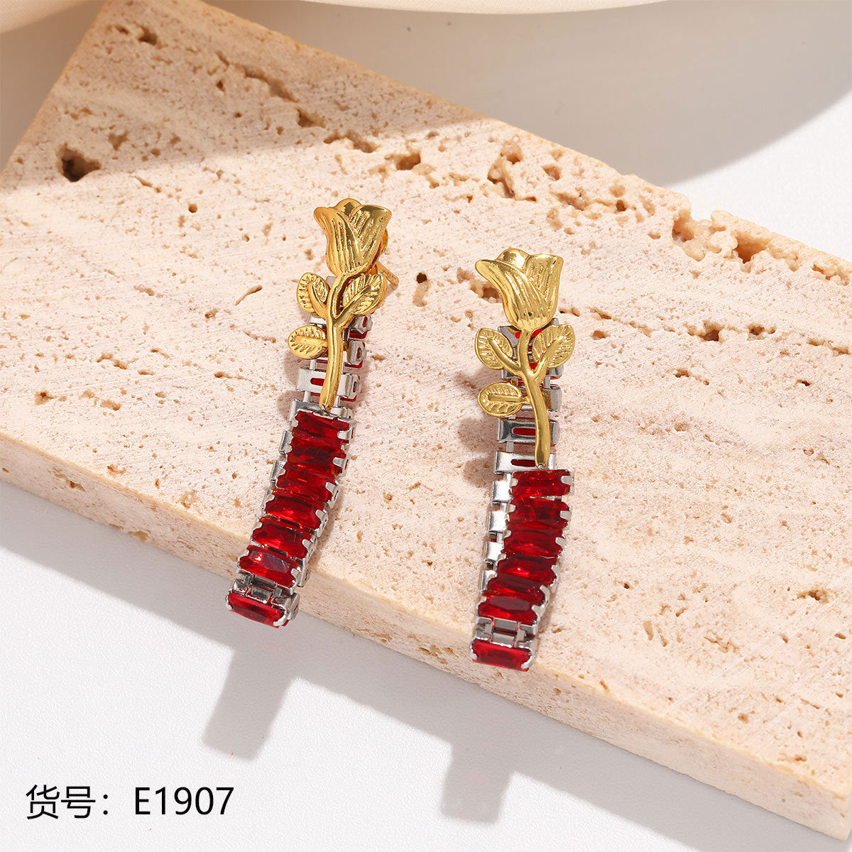 Wholesale Stainless Steel Zircon Tassel Earrings