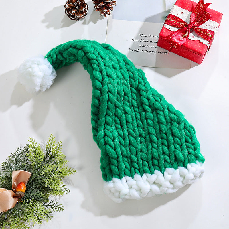 Wholesale Extra Thick Wool Christmas Hats Hand Knitted Santa Hats Parent-child Hats