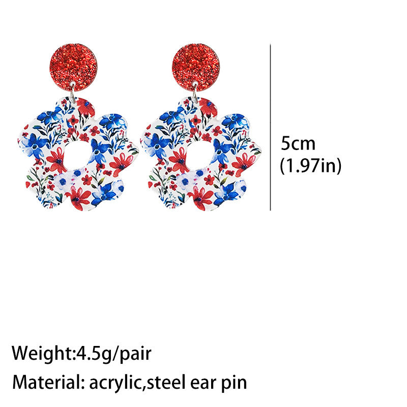 Wholesale Independence Day Flowers Cool Summer Acrylic Light Earrings Bohemia