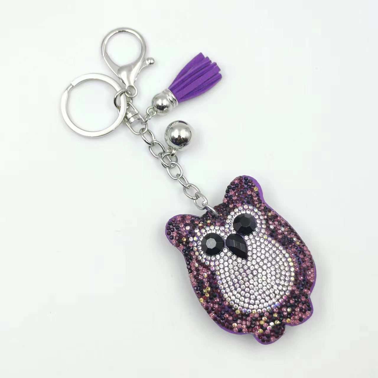 Wholesale 12pcs  cartoon owl rhinestone keychain