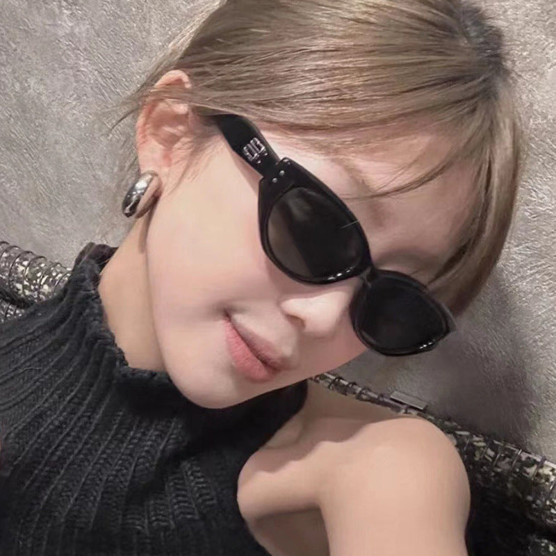 Wholesale Metal Rice Stud Sunglasses Small Frame Cat Eye Sunglasses