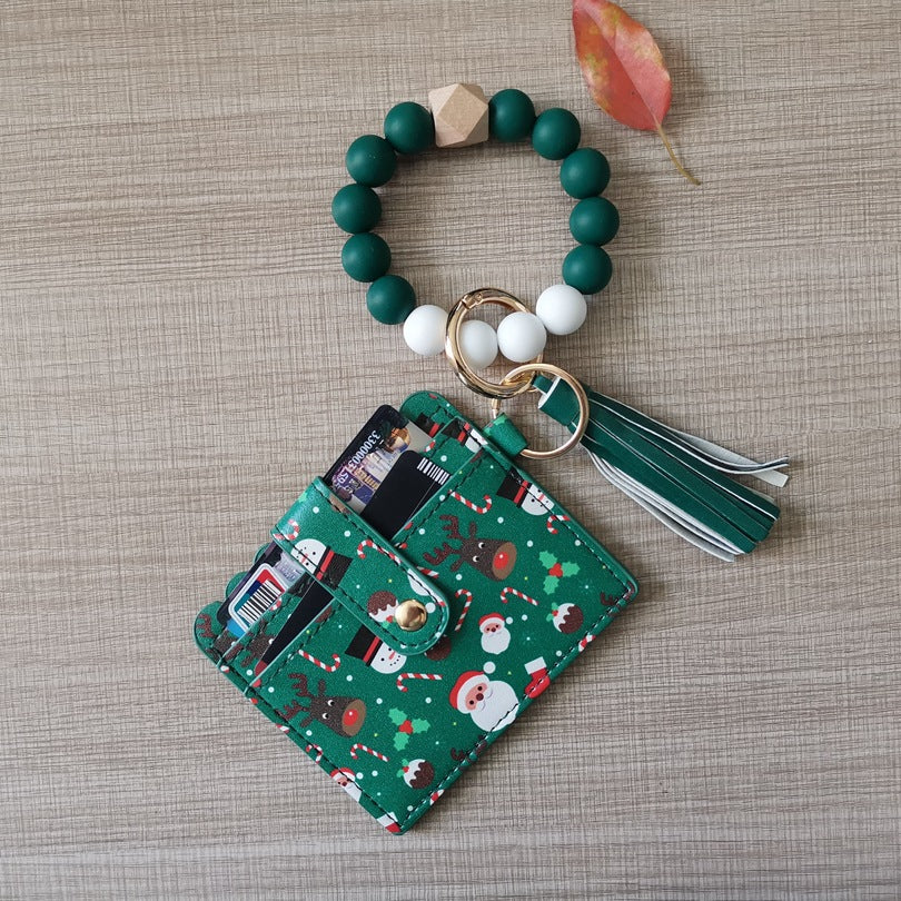 Wholesale Christmas Santa Claus Snowman Moose Silicone Wrist Coin Purse Keychain