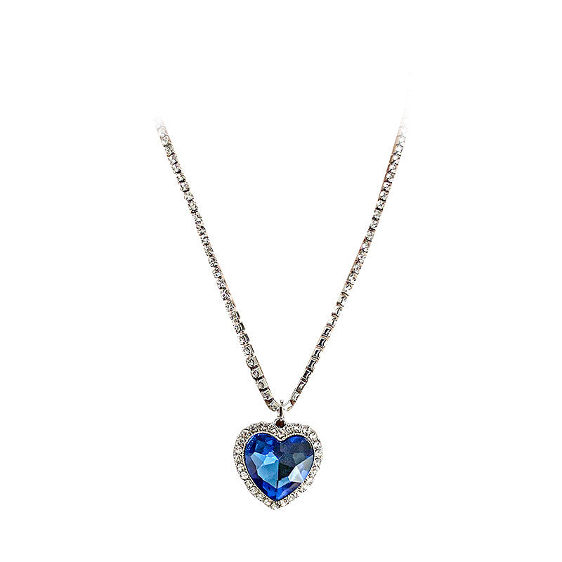 Wholesale Ocean Heart Diamond-inlaid Heart Necklace