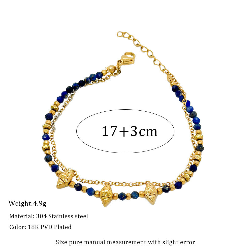 Wholesale Lapis Lazuleus Bracelet Design  Titanium Steel Bracelets Gold Plated Hand Jewelry