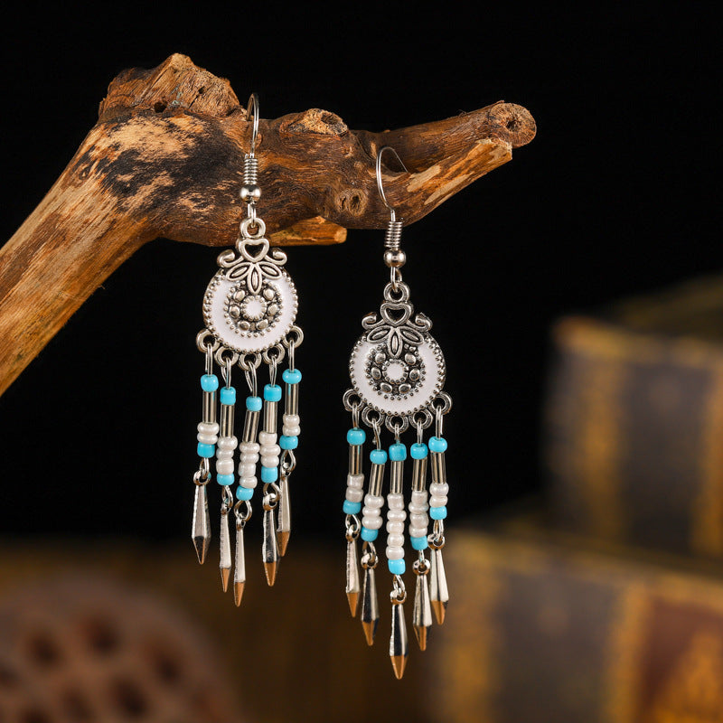 Wholesale Small Short Bohemian Vintage Round Bead Earrings