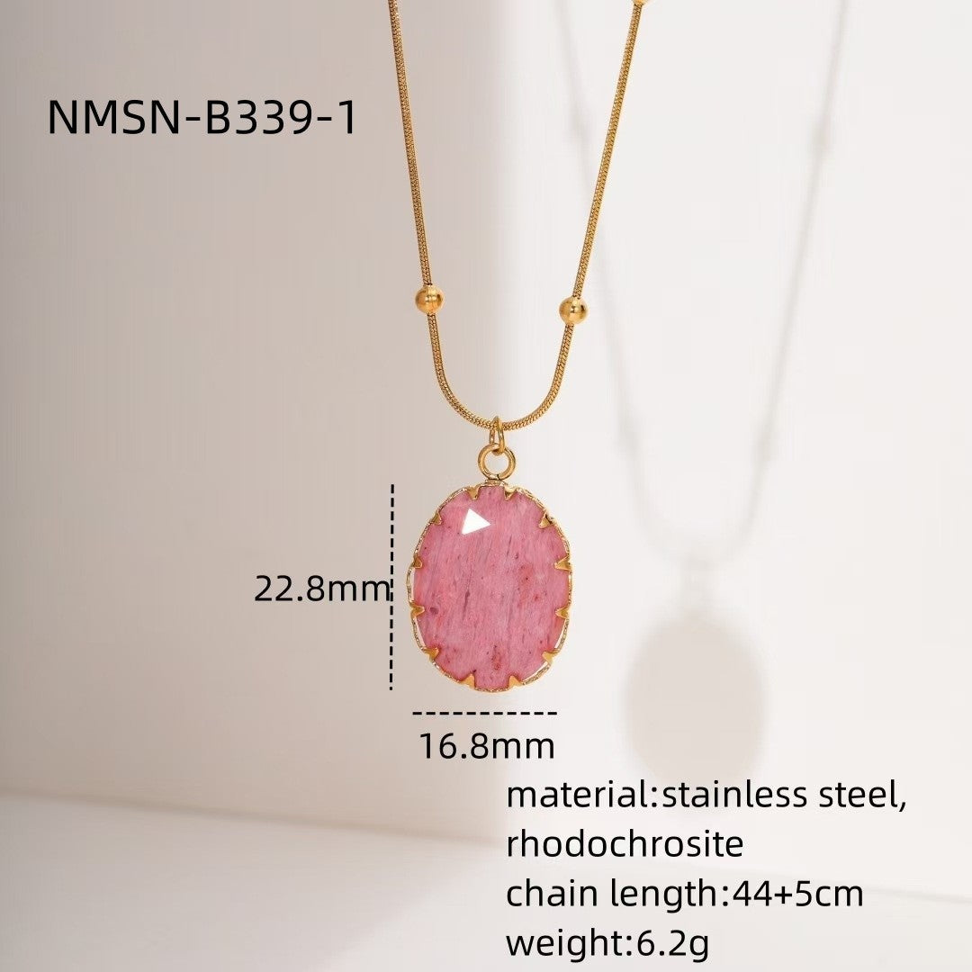 Wholesale red stone necklace luxury all-match stainless steel pendant
