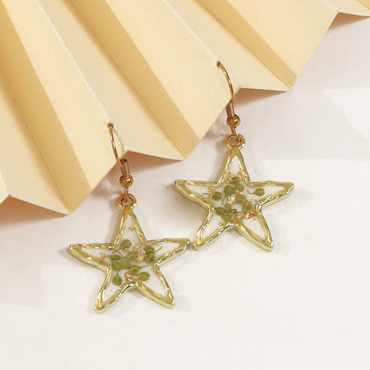 Wholesale 6pcs Small Fresh Five-pointed Star-shaped Immortal Flower Earrings