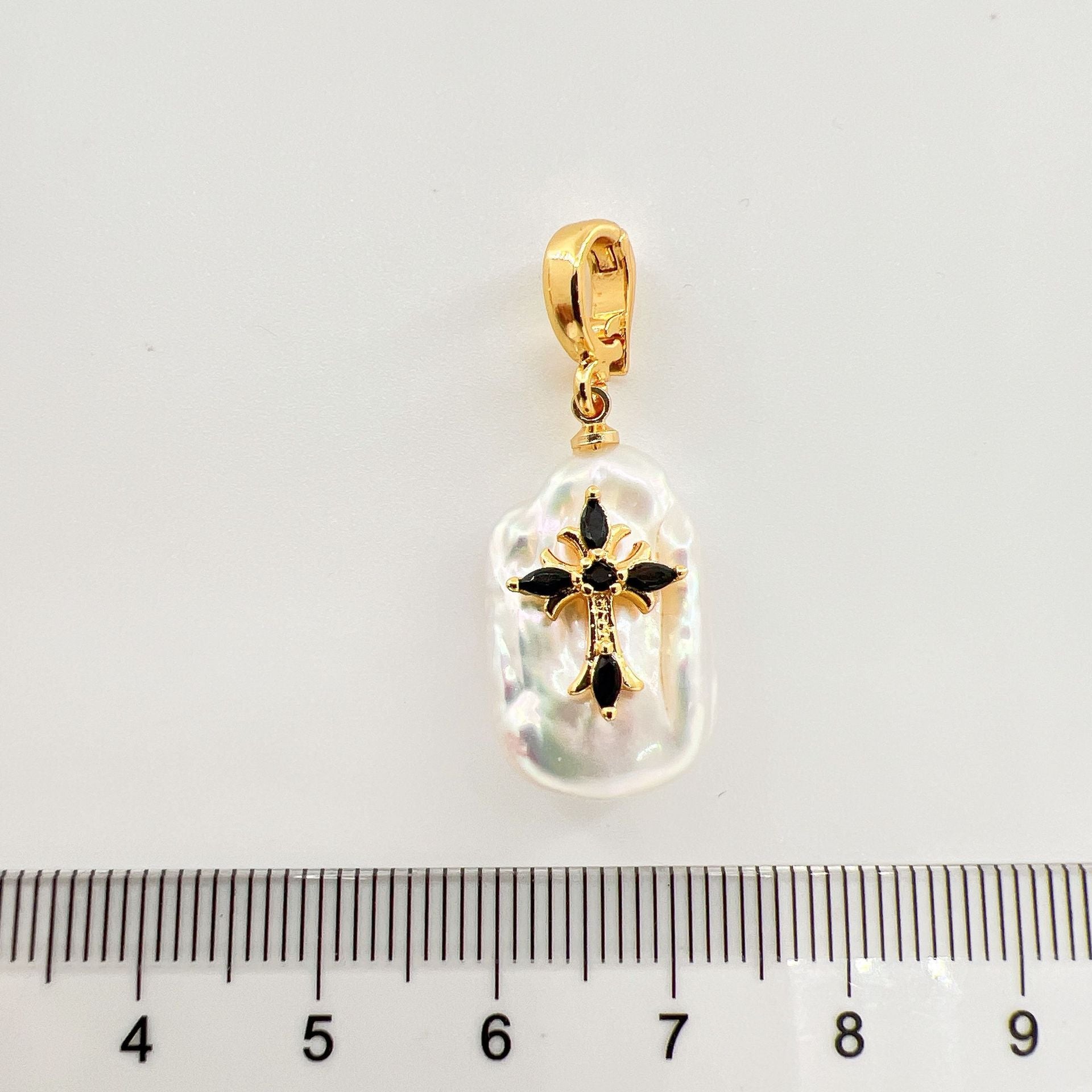 Wholesale Copper gold plated inlaid pearl shell cross butterfly heart pendant