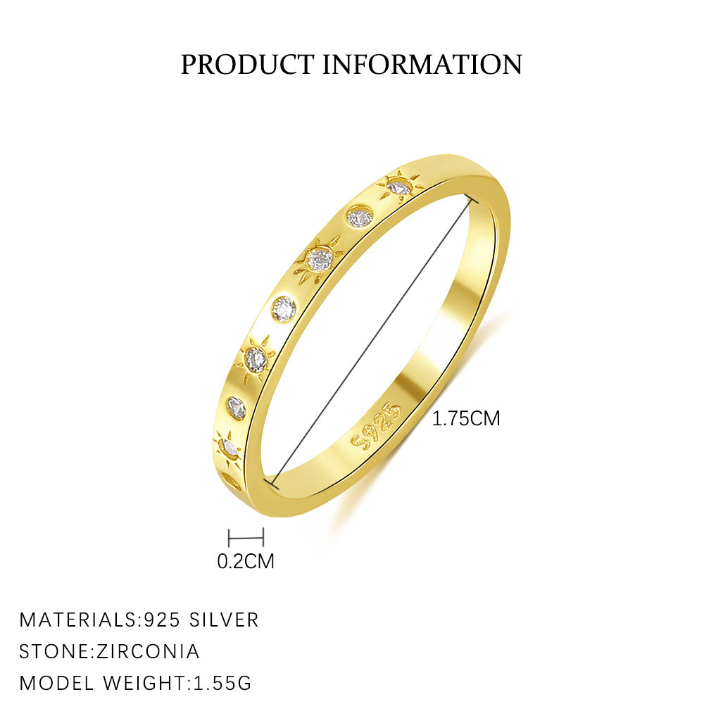 Wholesale S925 Sterling Silver Star Light Luxury Zirconium Ring