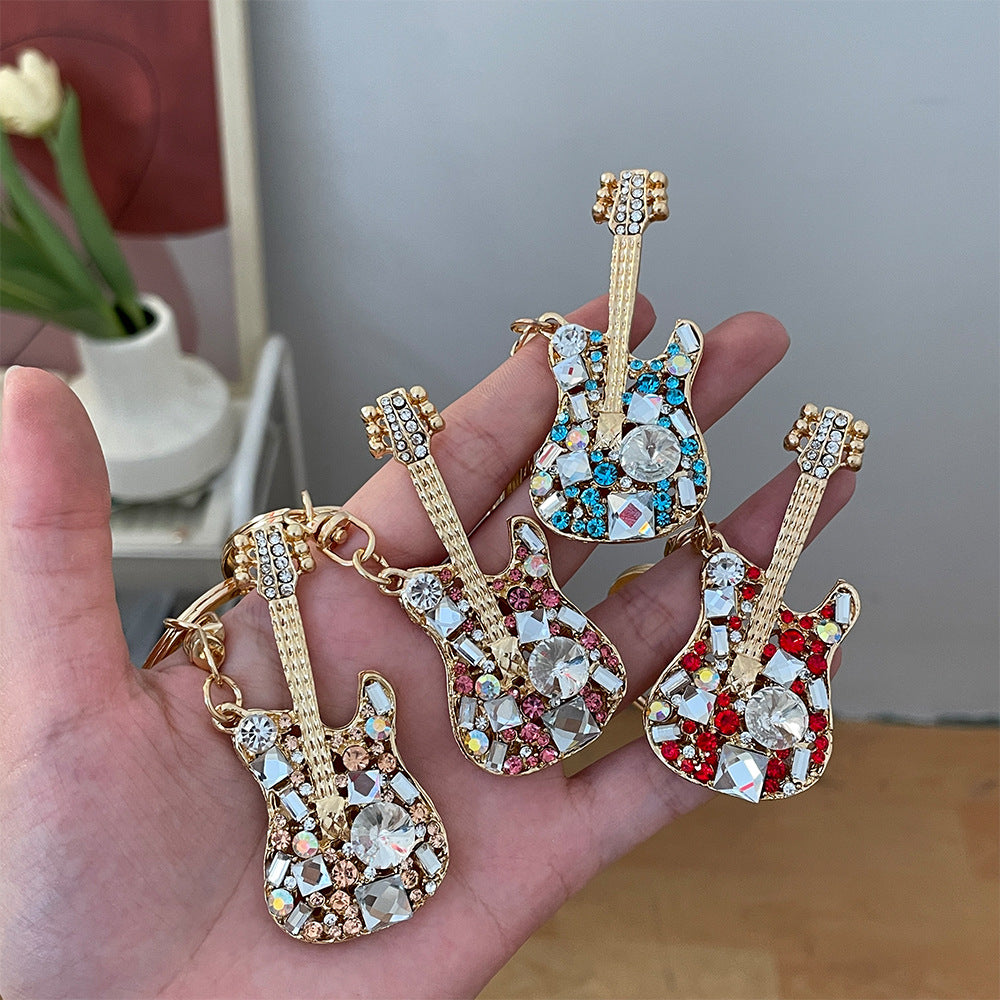 Wholesale diamond-encrusted guitar keychain