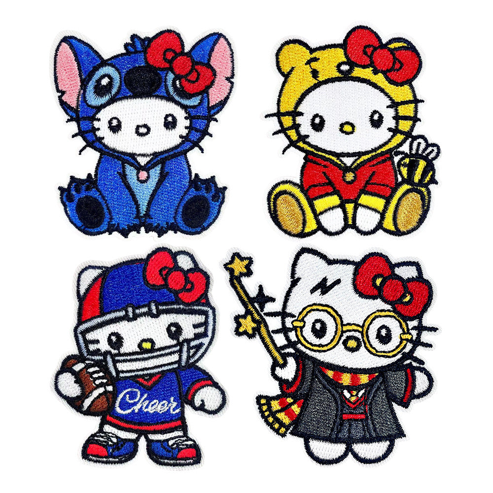 Wholesale Embroidered Cartoon Cat Patch Set 4Pcs Iron On DIY Accessory For Clothing Bags Street Magic Sports Themes OLY Exclusive
