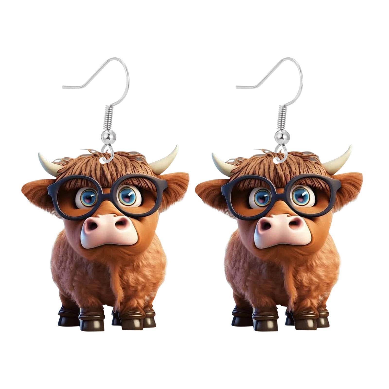 Wholesale New Highland Cow Creative Acrylic Earrings