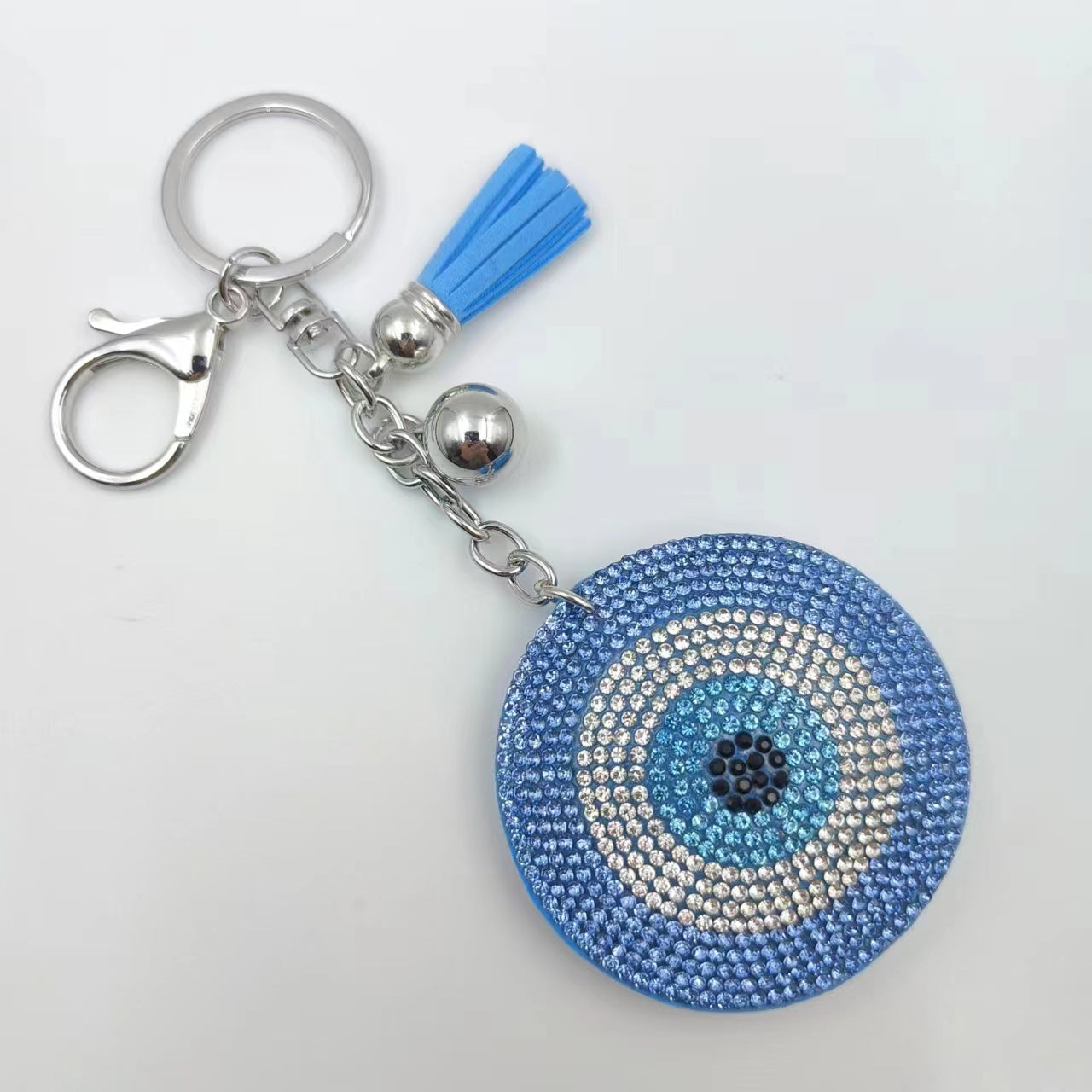Wholesale 12pcs Diamond Devil Evil Eye Keychain Bag Tassel Pendant Key