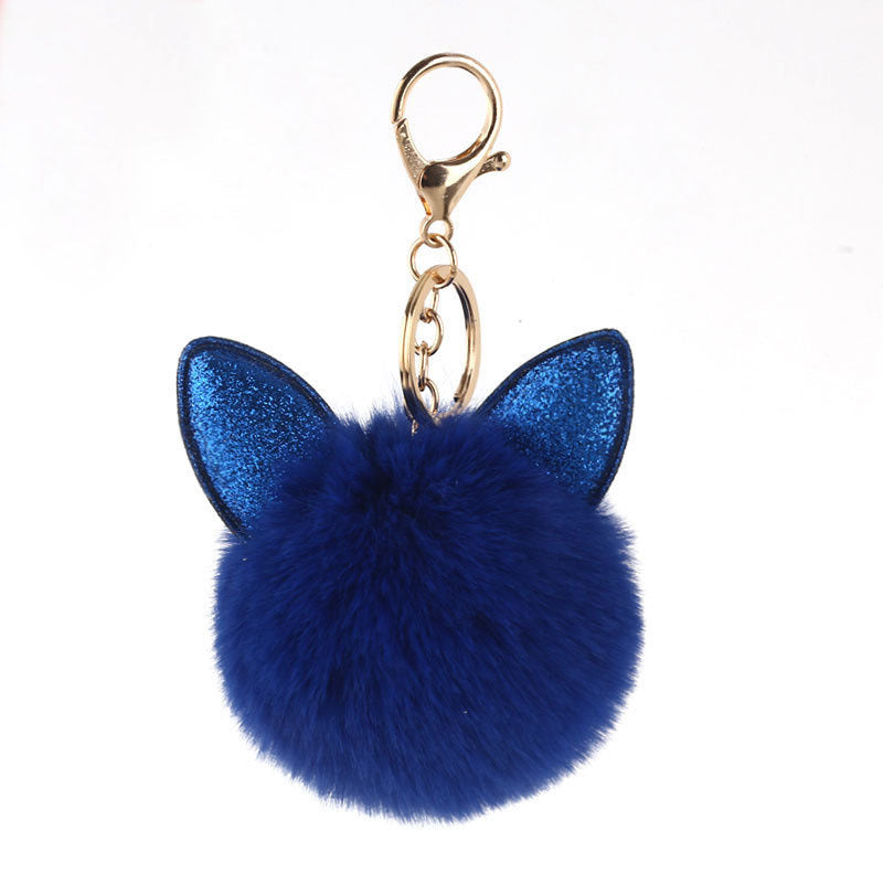 Wholesale Plush rabbit ears ethnic ball keychain
