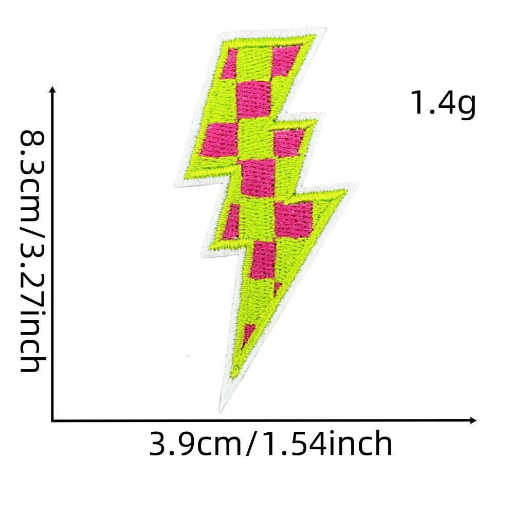 Wholesale  Colorful Lightning Plaid Pattern Embroidery Cloth  DIY Patches