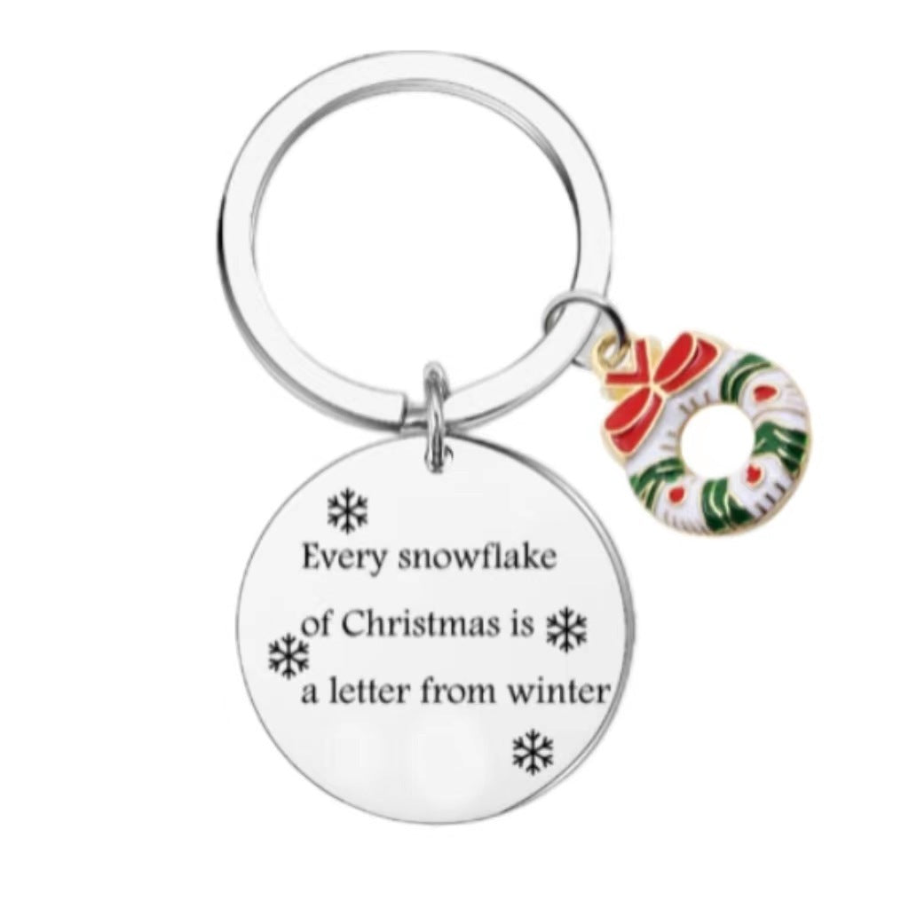 Wholesale Christmas Cute Cartoon Colorful Bell Stainless Steel Keychain