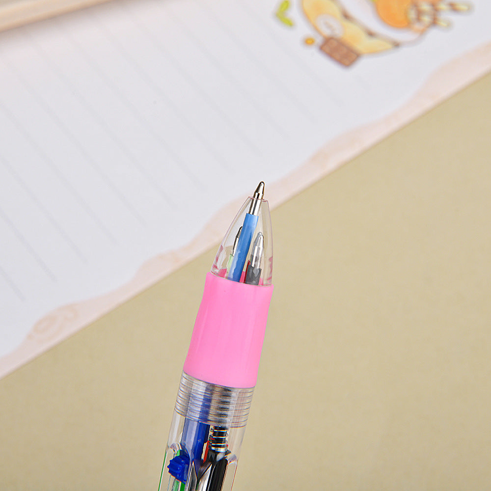 Wholesale Valentine' s Day gift heart-shaped four-color cartoon colored  Plastic Pen