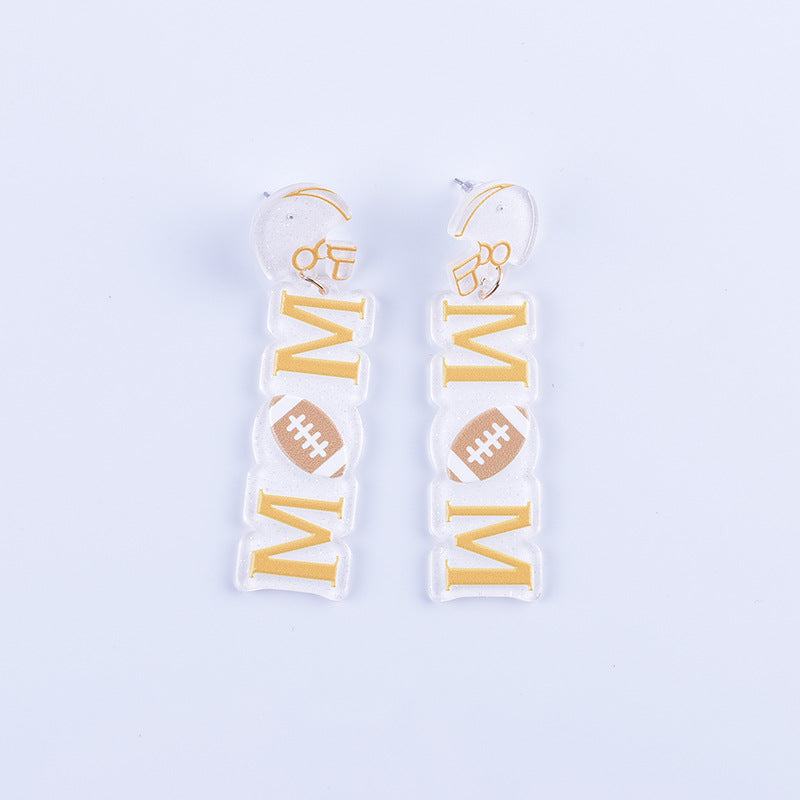 Wholesale Sports accessories baseball football rugby heart acrylic earrings