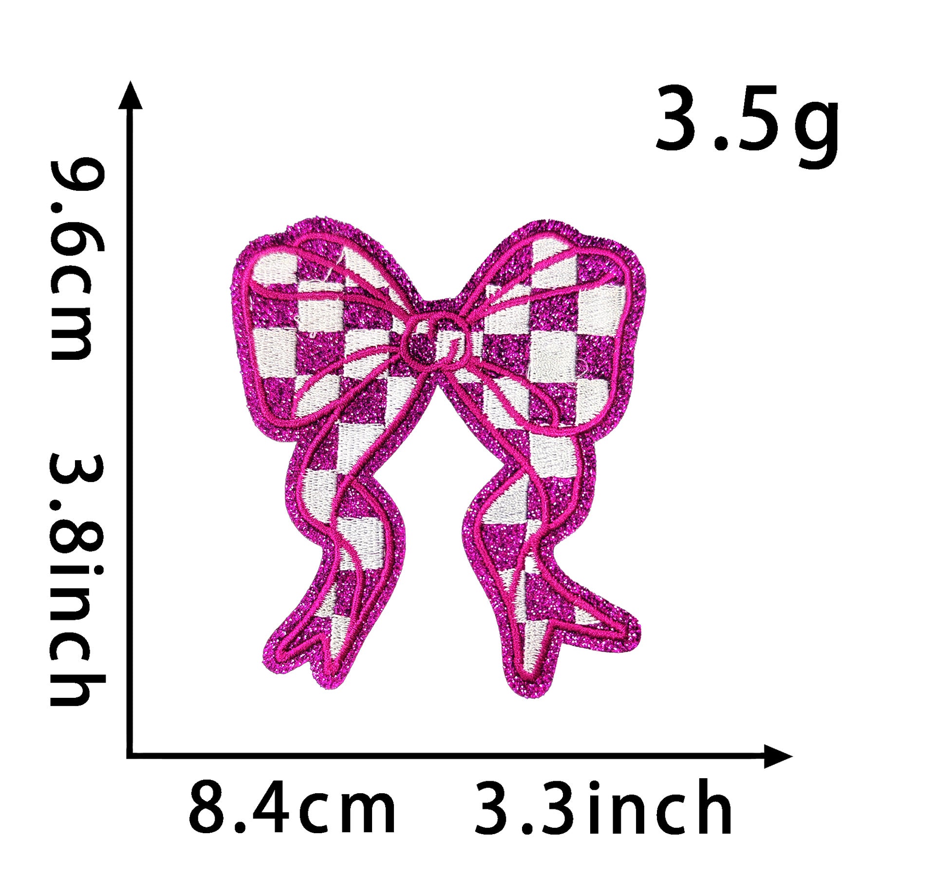 Wholesale Polyester Embroidered Plaid Bow Patches DIY Iron On Back Adhesive Craft Supply For Clothing